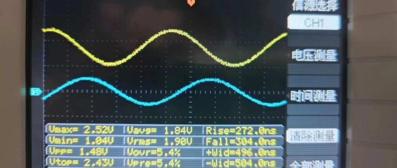 STM32中的板载运算放大器放大放大无偏置交流信号的测试(最大放大倍数-63倍)
